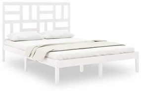 vidaXL Bedframe massief hout wit 140x190 cm