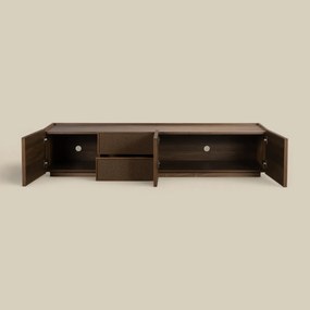 Walnoot Tv-meubel Met Stoffen Deuren 180 Cm - 180x40x40cm.