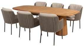 Capri Bernini dining tuinset 240x110xH75 cm 7 delig teak barrel terre 4 Seasons Outdoor
