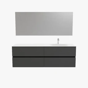 Zaro Sevilla Solid Surface badmeubel 150cm mat antraciet 1 kraangat spoelbak rechts 4 lades