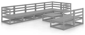 vidaXL 9-delige Loungeset massief grenenhout grijs