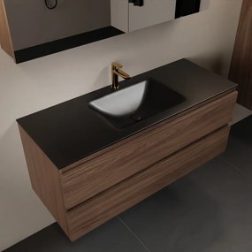 Mondiaz Aivy badmeubel 120cm mocha met wastafel solid surface urban midden 1 kraangat en spiegelkast