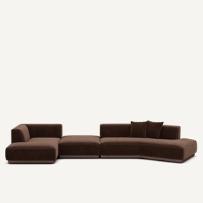 Open hoekbank links XL in chenille fluweel, JACOPO