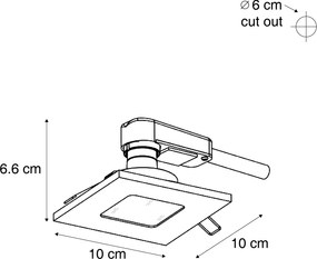 Set van 6 moderne inbouwspots donker brons vierkant IP44 - Qure