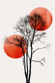 Ilustratie Sun and Moon hiding, Kubistika, (26.7 x 40 cm)