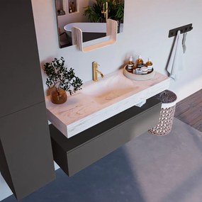 Mondiaz Alan DLux badmeubel 120cm dark grey 1 lade met wastafel ostra midden 1 kraangat