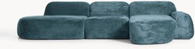 Modulaire teddy-bouclé hoekbank Wolke (4-zits) met chaise longue