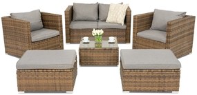 Roma Coffee 4 + 2 Garden Point bruin technorattan tuinmeubelen