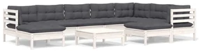 vidaXL 10-delige Loungeset met kussens massief grenenhout wit