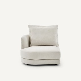 Halve bank links, afgerond, modulair, van gemêleerd canvas, TIBERIO