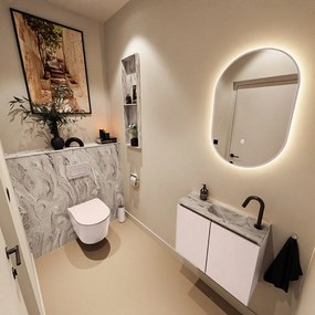 Mondiaz Ture DLux toiletmeubel 60cm rosee met wastafel glace rechts met kraangat