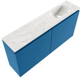 Mondiaz Ture DLux toiletmeubel 100cm jeans met wastafel ostra rechts met kraangat