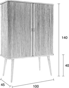 Zuiver Barbier Walnut Design Wandkast Walnoot - 100x45x140cm.