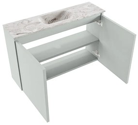 Mondiaz Ture DLux toiletmeubel 80cm greey met wastafel glace midden zonder kraangat