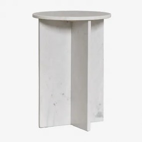 Ronde Bijzettafel Ø35 Cm In Mencia Marmer Wit Marmer - Sklum