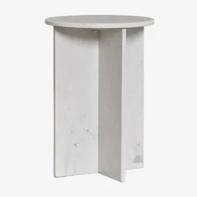 Ronde Bijzettafel Ø35 Cm In Mencia Marmer Wit Marmer - Sklum