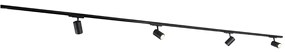 Modern 3-fase railsysteem met 4 spots zwart - 3-Phase Ruler