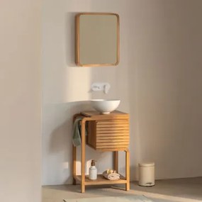 Bradley Teakhouten Badkamermeubelset Rond Wit Keramiek Ø30 Cm Calgari & Rechthoekig Met Opbergruimte Hout 45x60 Cm Ian & Wit Ingebed Met - Sklum