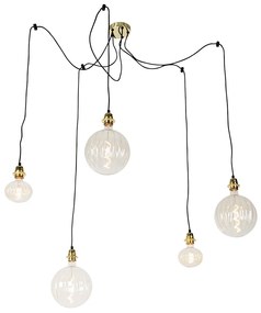 Hanglamp goud 5-lichts incl. LED amber dimbaar - Cava Luxe Modern Minimalistisch bol / globe / rond Binnenverlichting Lamp