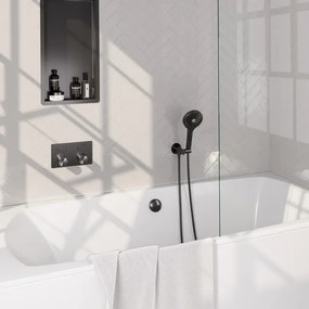 BRAUER Stripe Thermostatische Badkraan - drukknoppen - SET 04 - inbouw - badvulcombinatie - 3-standen handdouche - doucheslang - wandaansluitbocht - gunmetal geborsteld PVD 5-GM-362