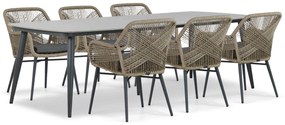 Tuinset 6 personen 240 cm Aluminium/wicker Taupe Lifestyle Garden Furniture Advance/Vienna