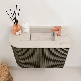 Mondiaz Joya DLux 50cm toiletmeubel ronding links shadow met wastafel faye rechts 1 kraangat opalo