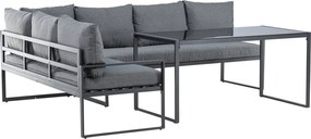 The Outsider Hoek Lounge Diningset - Daan - Aluminium - Zwart/Grijs - The Outsider
