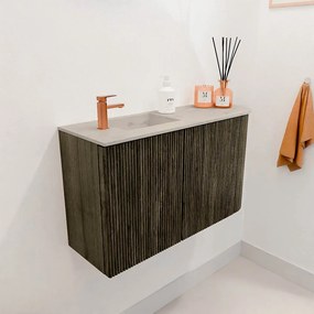 Mondiaz Joya DLux 70cm toiletmeubel ronding rechts shadow met wastafel faye links 1 kraangat opalo
