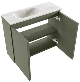 Mondiaz Ture DLux toiletmeubel 60cm army met wastafel ostra links met kraangat