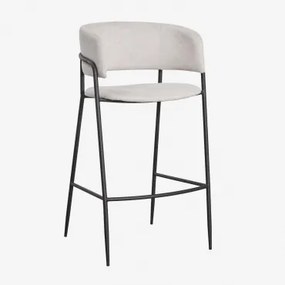 Nalon Gestoffeerde Hoge Kruk ↑75 Cm & Zwart & Stof Gebroken Wit - Sklum