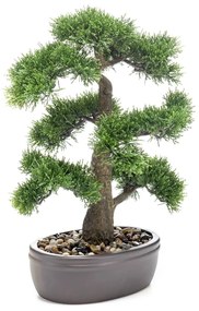 Emerald Kunstceder bonsai in bruine pot 45 cm
