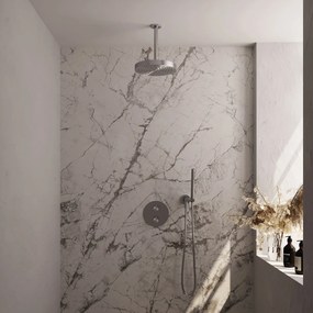 Brauer Stripe inbouw regendouche rond met 25cm hoofddouche, plafondarm en staafhanddouche set 39 RVS geborsteld PVD