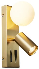 Moderne wandlamp messing 2-lichts kantelbaar met USB-C poort - Lesly