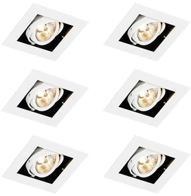 Set van 6 Moderne inbouwspot wit verstelbaar - Oneon 70 GU10 Binnenverlichting Lamp