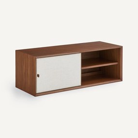 Vinylkast, B110 x D42 cm, walnootfineer en stof, ARCHIVITA XL