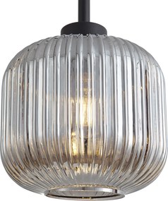 Smart vloerlamp zwart met smoke glas incl. Wifi A60 - Ana