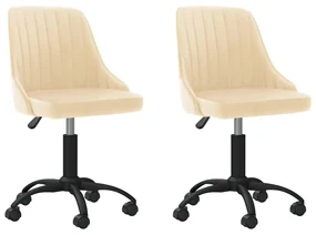 vidaXL Eetkamerstoelen draaibaar 2 st fluweel crèmekleurig