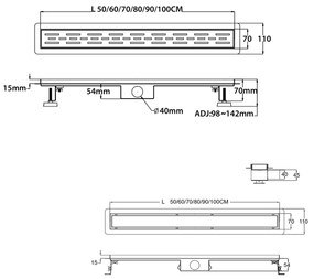 Mueller Duodrain douchegoot met tegelrooster 100x7cm RVS