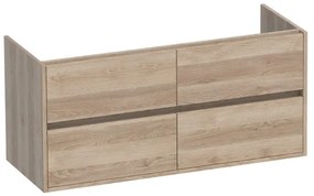 BRAUER Nexxt Wastafelonderkast - 120x46x55cm - 4 greeploze softclose lades - 2 sifonuitsparingen - MFC - legno calore 1341