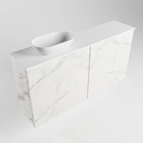 Mondiaz Fowy toiletmeubel 100cm Carrara met witte waskom links zonder kraangat