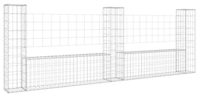 vidaXL Schanskorf U-vormig met 3 palen 260x20x100 cm ijzer