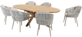 Eva Prado ellips dining tuinset teak 240x115xH75 cm 7 delig teak latte Taste 4SO