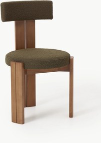 Houten eetstoel Katya met bouclé bekleding