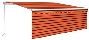 vidaXL Luifel handmatig uittrekbaar met rolgordijn 4x3 m oranje bruin