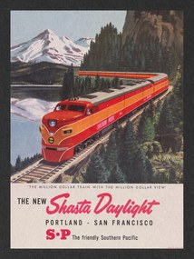 Kunstdruk The New Shasta Daylight Train (Vintage Transport), (30 x 40 cm)