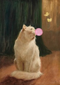 Ilustratie Bubble Gum and Cat, The Art Concept, (30 x 40 cm)