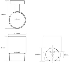 Sapho X-Round glashouder met glas wit