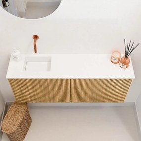 Mondiaz Joya 100cm toiletmeubel oak met wastafel faye links zonder kraangat talc