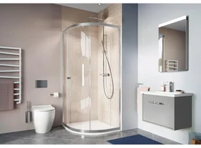 Crosswater Clear 6 kwartronde douchecabine met 1 schuifdeur 80x80x195cm 6mm helder veiligheidsglas zilver CAQSSC0800