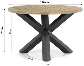 Dining Tuintafel rond 120 cm Teak Old teak greywash Rockville